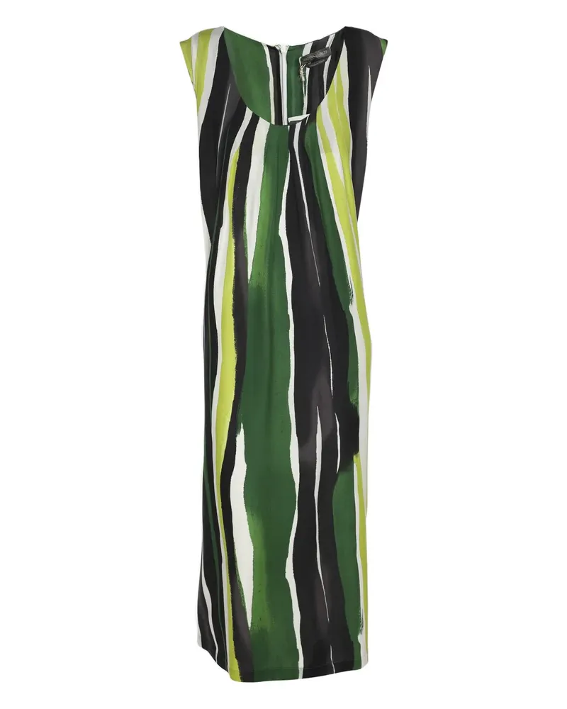 Marina Rinaldi Gestreiftes Kleid aus Seide - Grün Grün