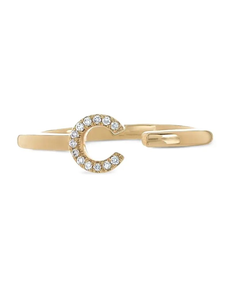 Dana Rebecca Designs 14kt C Single Initial Gelbgoldring mit Diamanten Gold