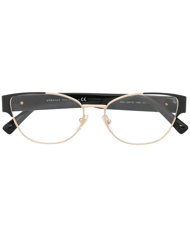 Versace Brille mit ovalem Gestell - Schwarz Schwarz