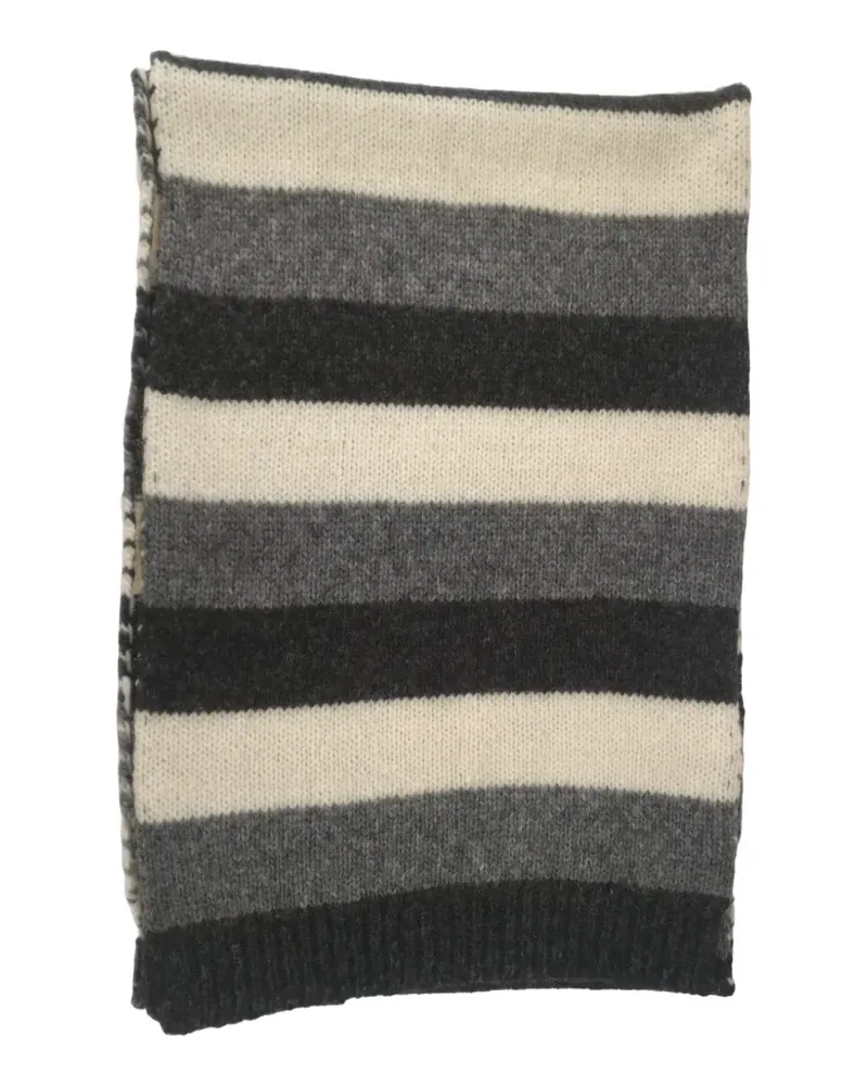 Alpha Studio striped knitted scarf - Grau Grau
