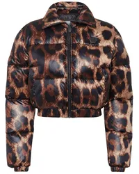 Philipp Plein Daunenjacke mit Leoparden-Print Braun