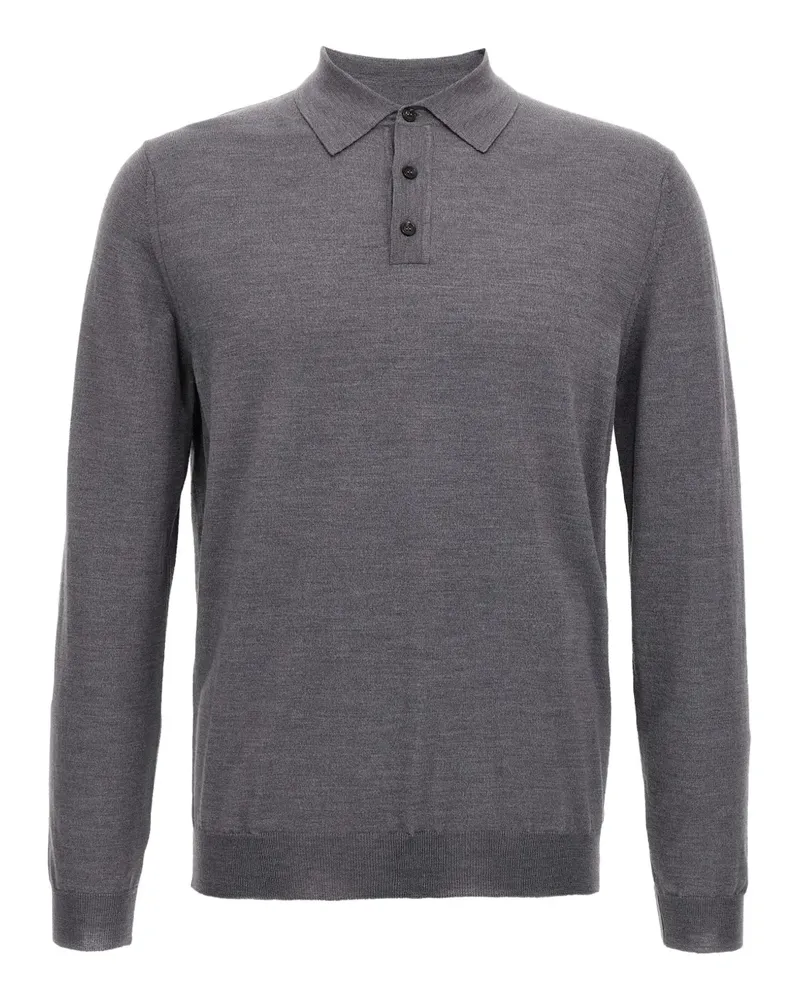 Zanone Fein gestricktes Poloshirt - Grau Grau
