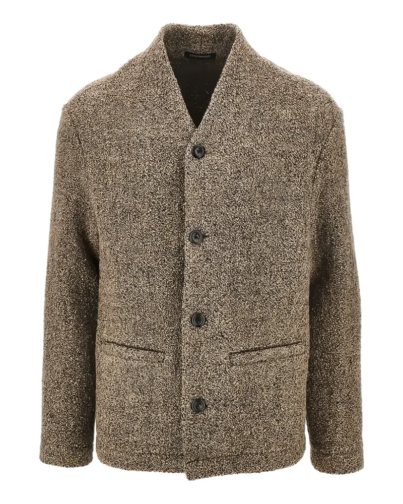 Emporio Armani bouclé-knit single-breasted jacket - Nude Nude
