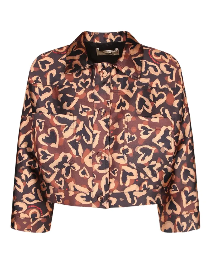Alessandro Enriquez Cropped-Jacke mit Herz-Print - Braun Braun