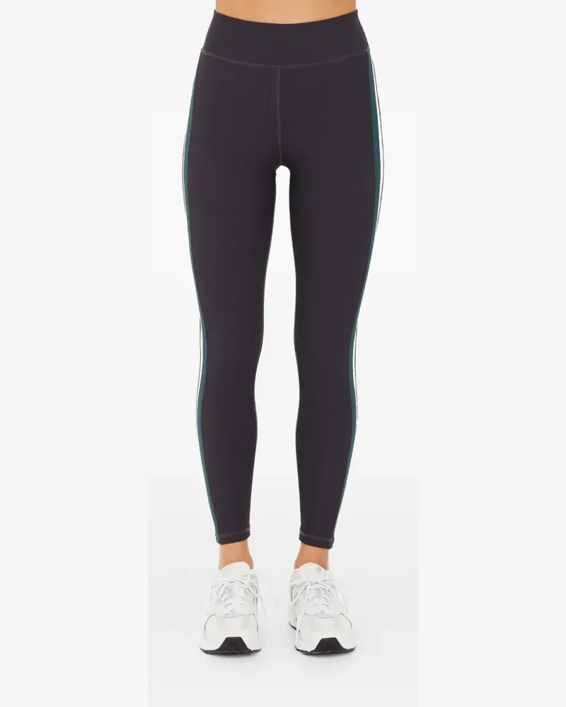 The Upside Gerippte Leggings mit Seitenstreifen - Schwarz Schwarz