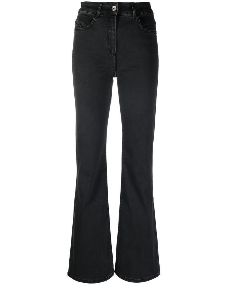 Patrizia Pepe Ausgestellte Jeans mit Logo-Patch - Schwarz Schwarz