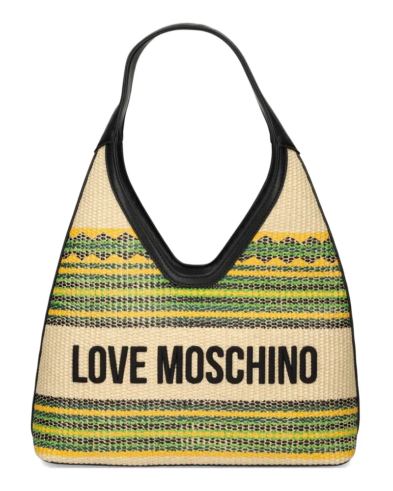 Moschino Gestreifte Schultertasche - Nude Nude