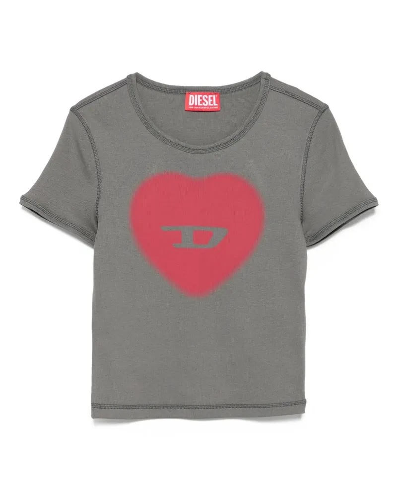 Diesel T-Ele T-Shirt mit Herz-Print - Grau Grau