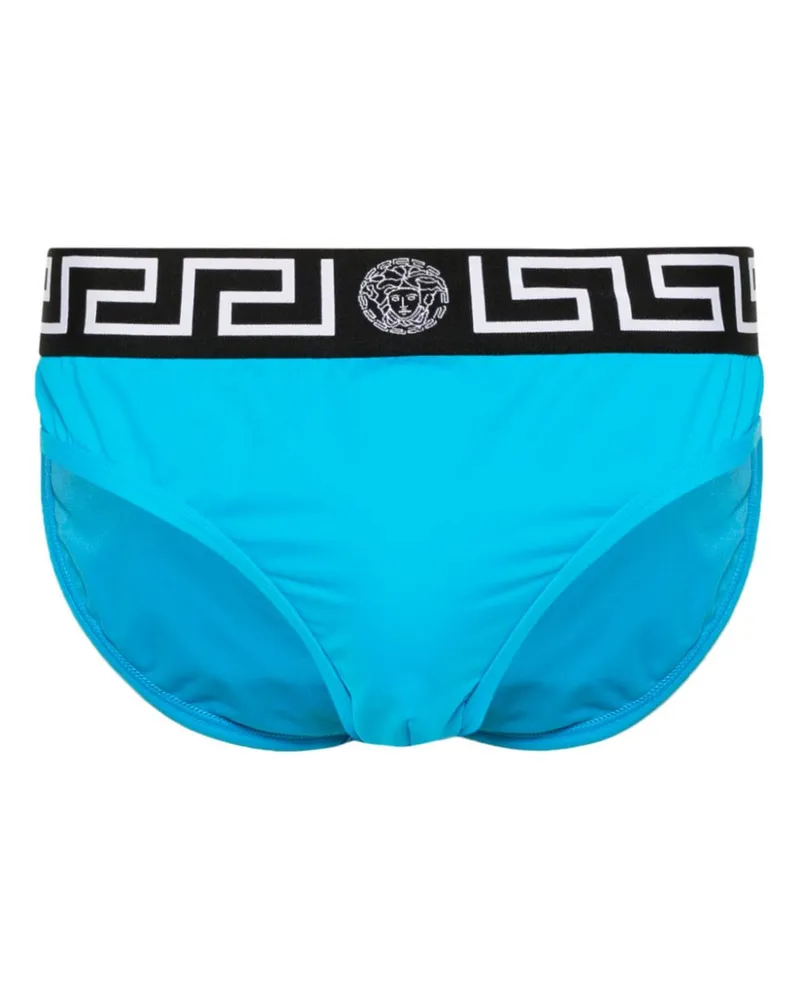 Versace Badehose mit Logo-Riemen - Blau Blau