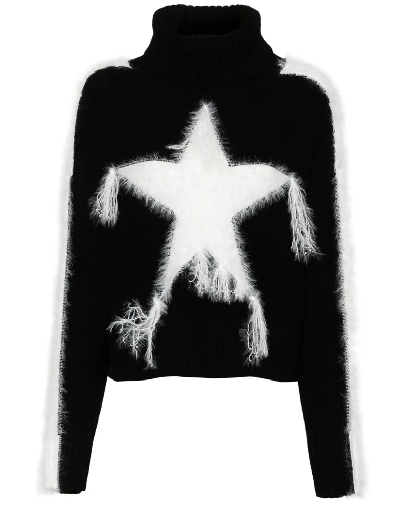 John Richmond Gebürsteter Rollkragenpullover - Schwarz Schwarz