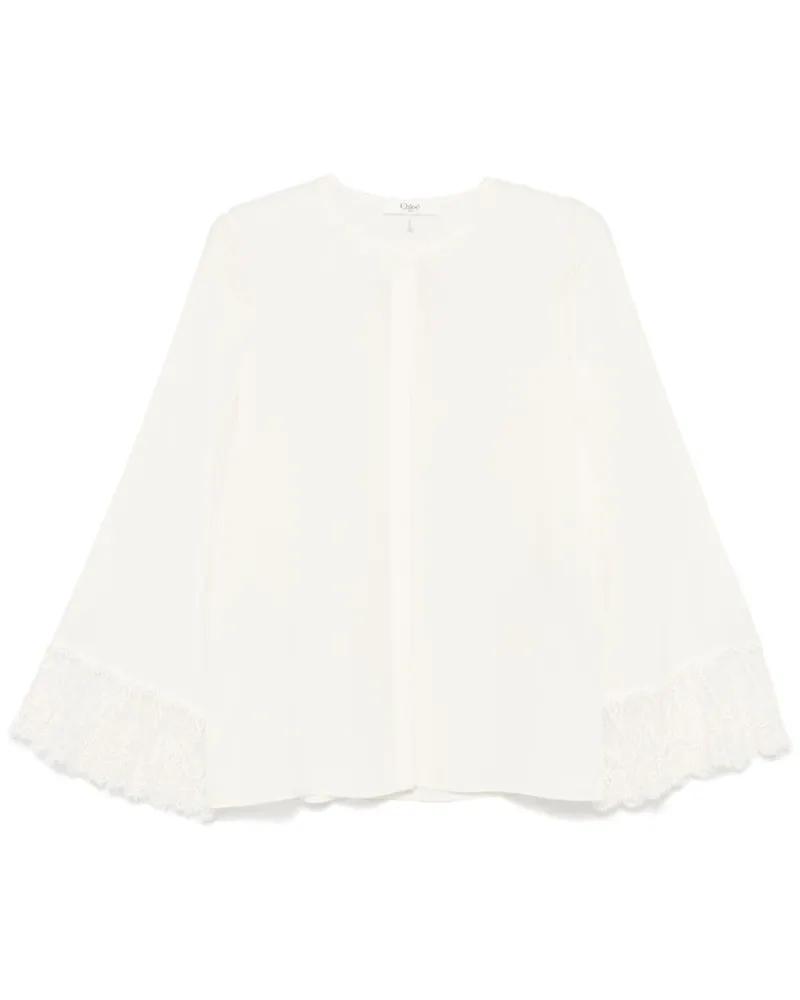 Chloé Kragenlose Bluse aus Chinakrepp - Nude Nude