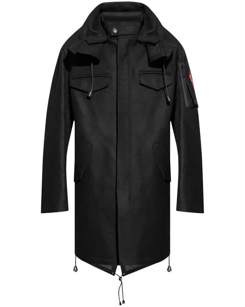 Dsquared2 Kapuzenmantel mit Reißverschluss - Schwarz Schwarz