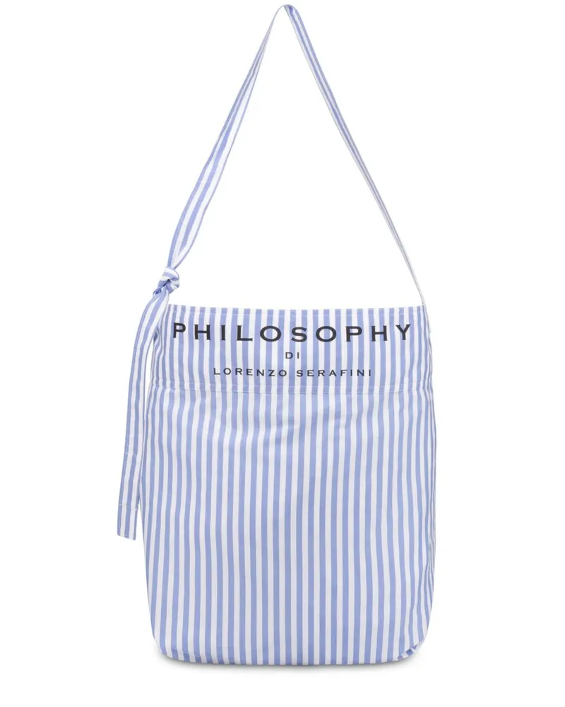 Philosophy Di Lorenzo Serafini Gestreifte Strandtasche mit Logo-Print - Blau Blau