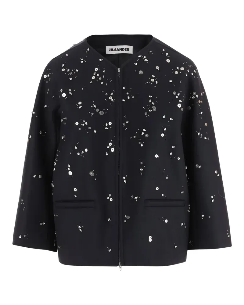 Jil Sander embellished zip-up wool jacket - Blau Blau