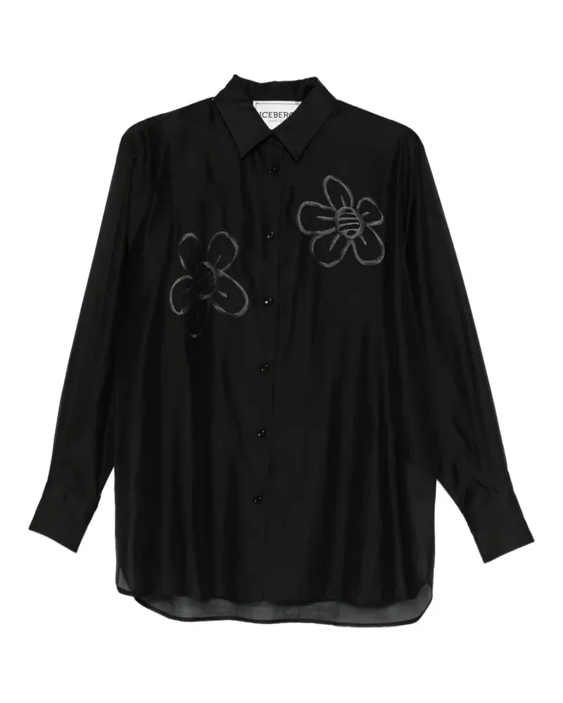 Iceberg floral-embroidered shirt - Schwarz Schwarz