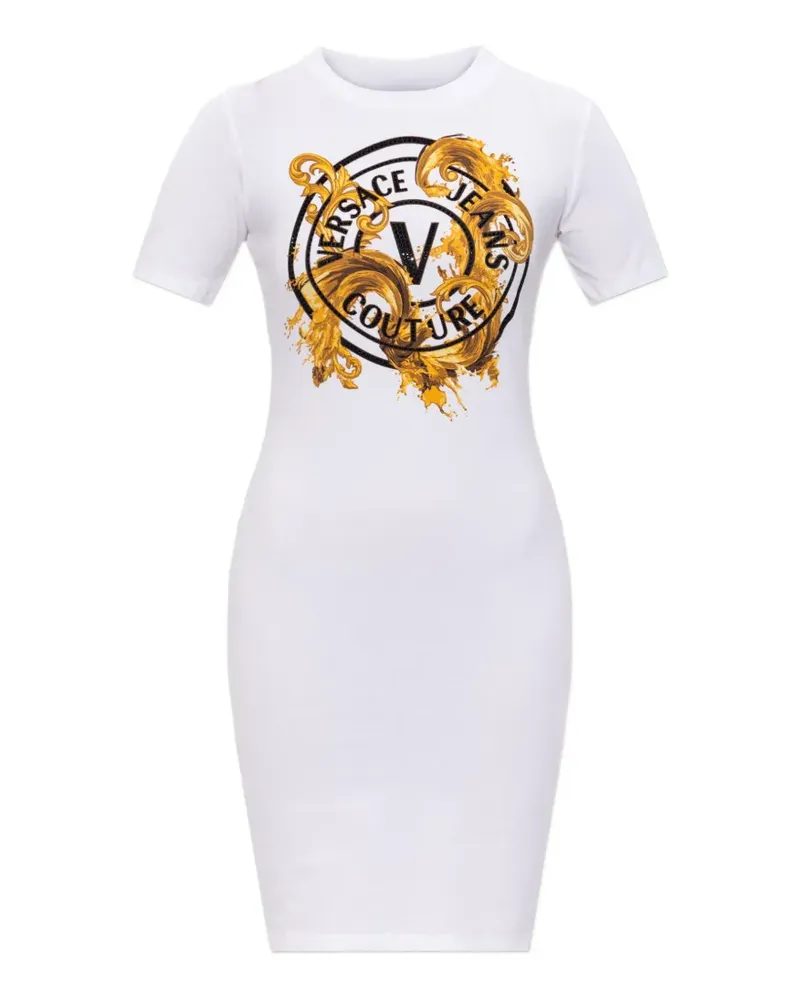 Versace Jeans logo-print mini dress - Weiß Weiß