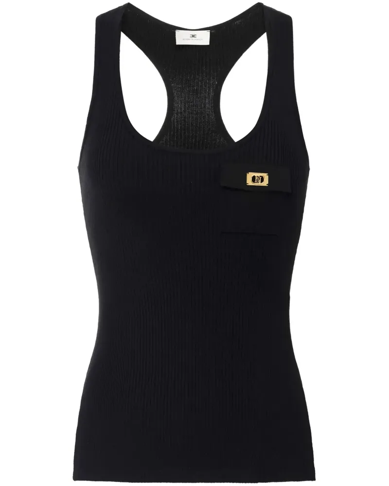 Elisabetta Franchi Geripptes Tanktop mit Racerback - Schwarz Schwarz