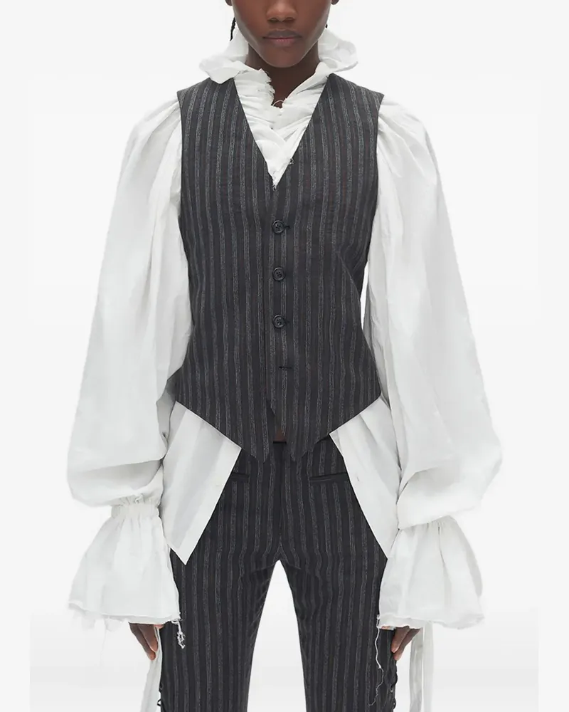 Ann Demeulemeester Stance Weste mit Nadelstreifen - Weiß Weiß