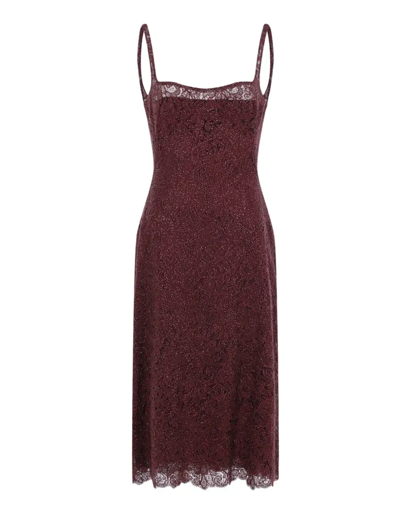 Ermanno Scervino Midikleid aus Rebrodé-Spitze mit Wellensaum - Rot Rot