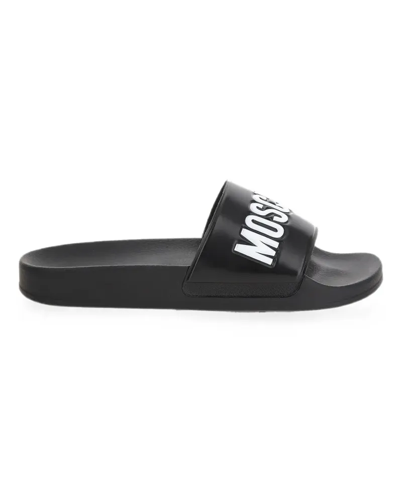 Moschino Pantoletten mit Logo-Prägung - Schwarz Schwarz