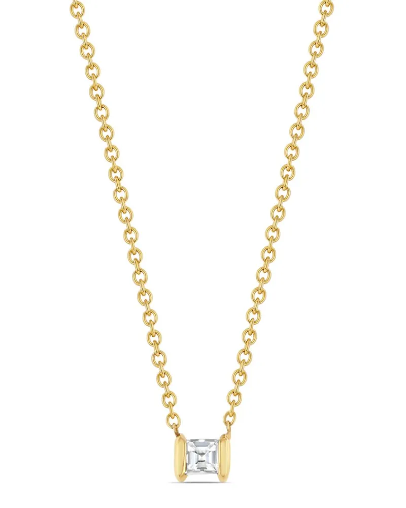 Lizzie Mandler 18kt Mini Anchor Gelbgoldhalskette mit Diamanten Gold