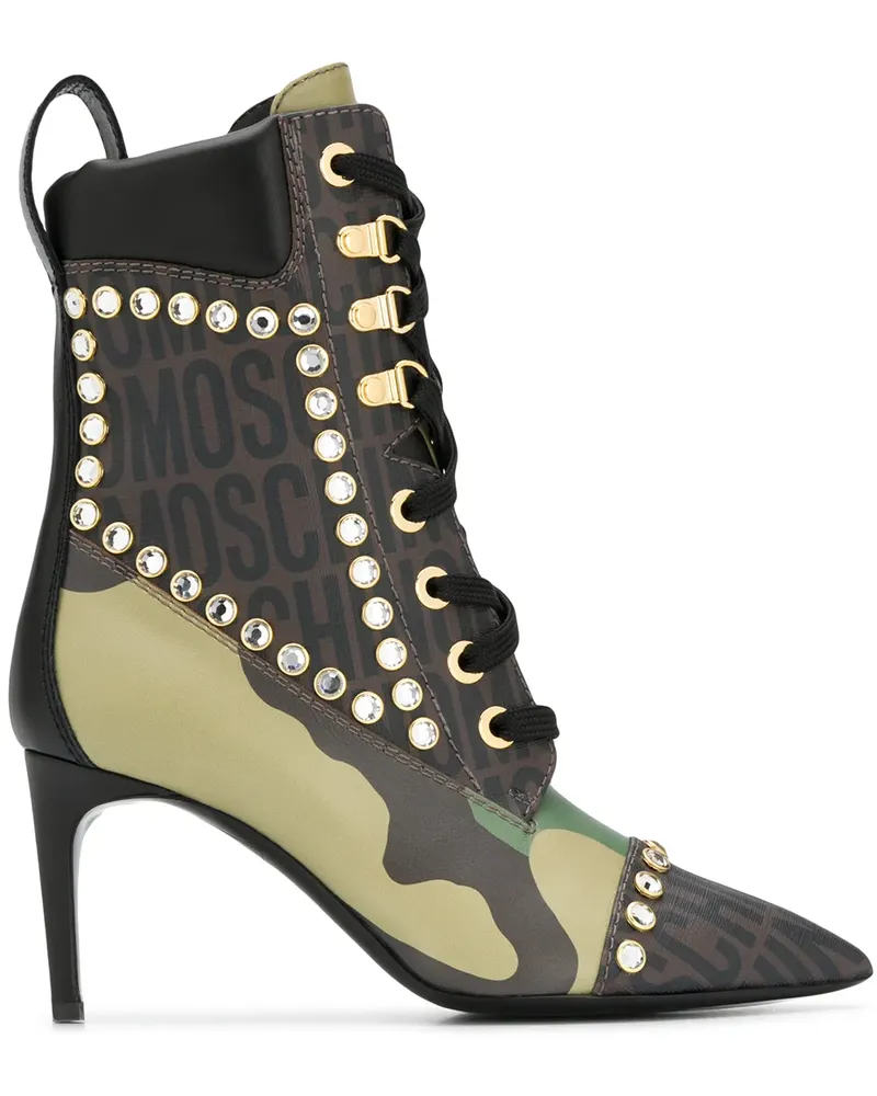 Moschino Stiefel mit Camouflage-Print - Grün Grün