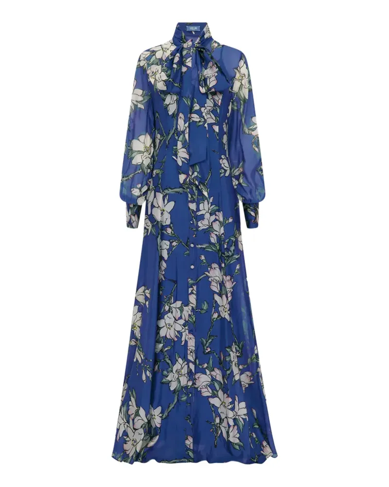 LEO LIN Katrina floral bow maxi dress - Blau Blau