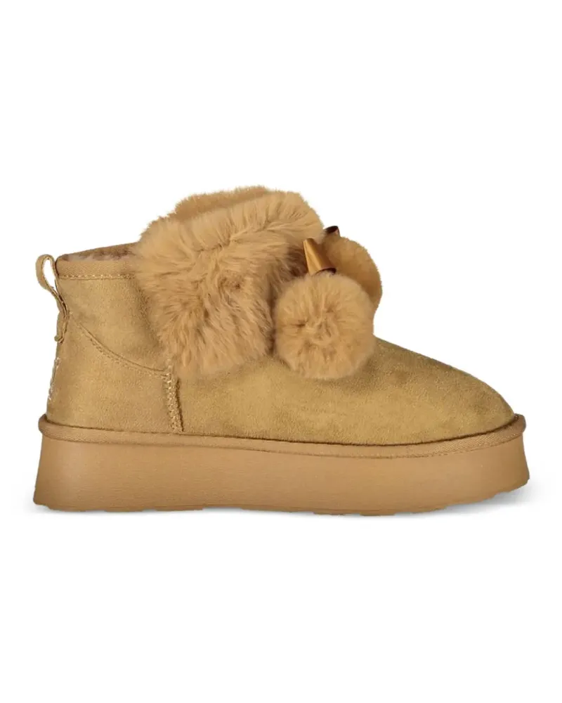 Laura Biagiotti pompom faux-fur ankle boots - Nude Nude