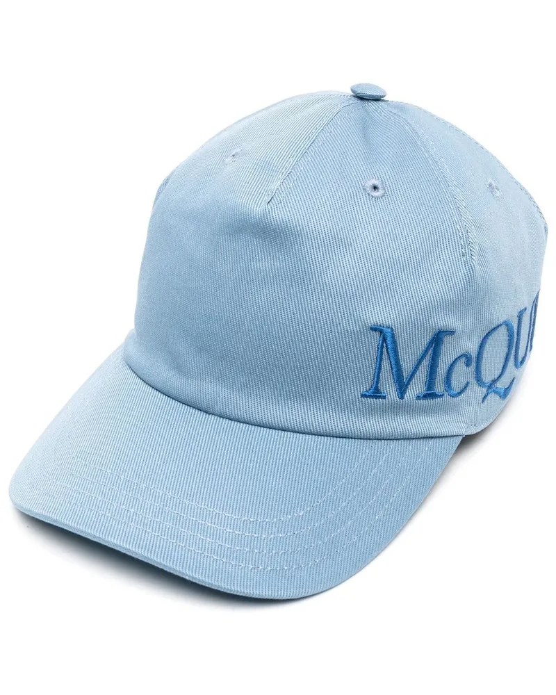 Alexander McQueen Baseballkappe mit Logo-Stickerei Blau