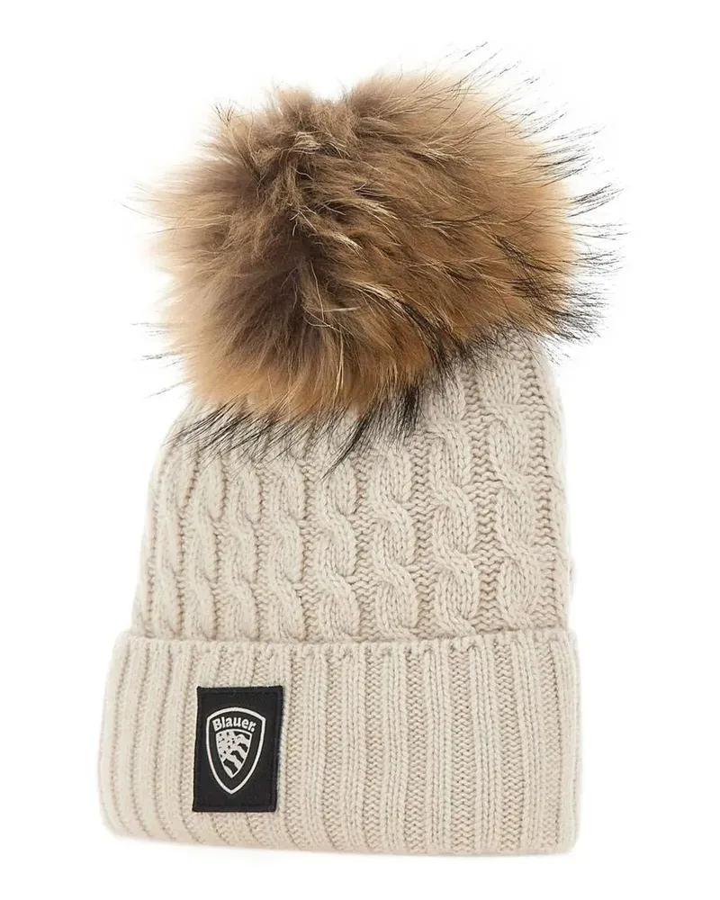Blauer cable-knit pom-pom beanie hat - Nude Nude