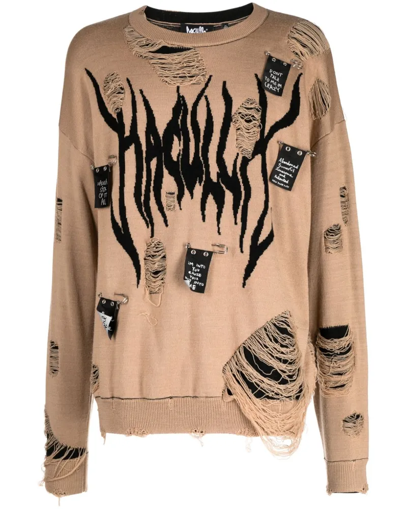 Haculla Intarsien-Pullover im Distressed-Look - Braun Braun