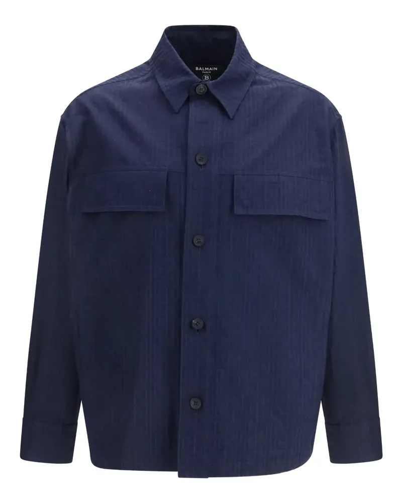 Balmain monogram pocket overshirt - Blau Blau