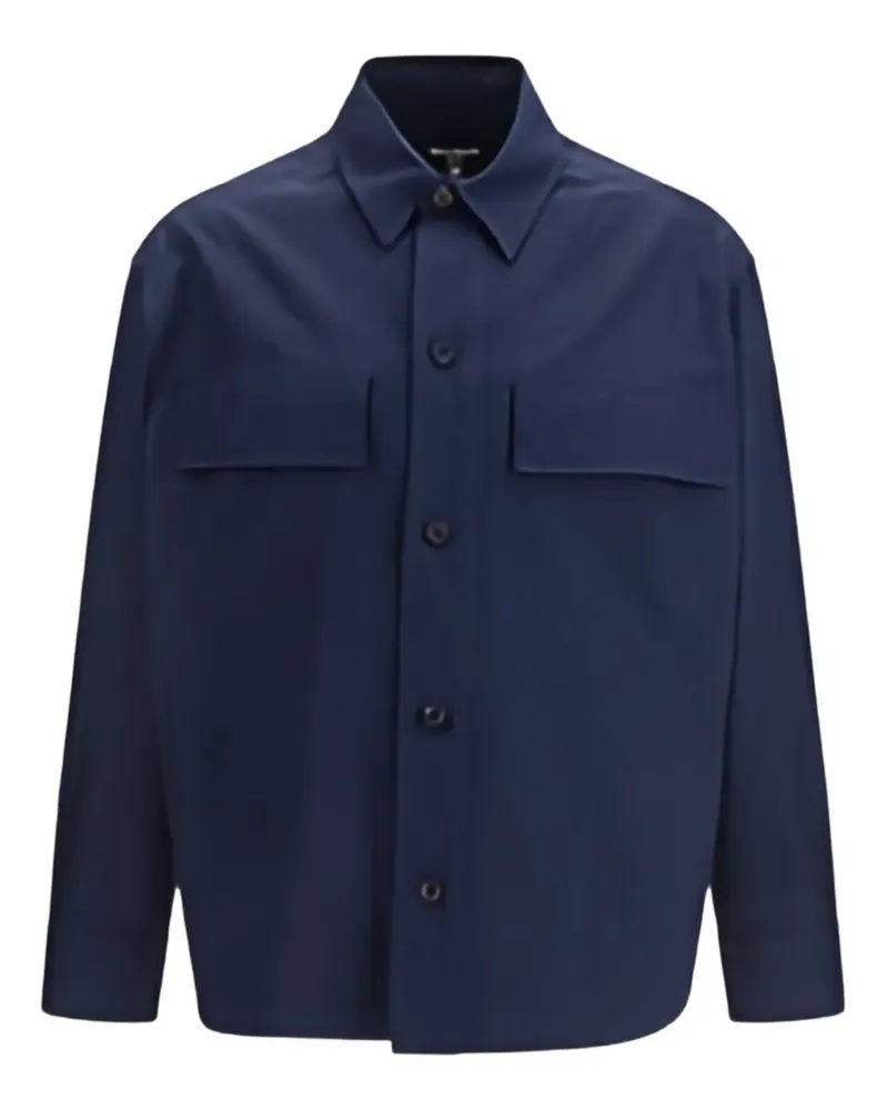 Balmain Hemdjacke mit Monogrammtasche - Blau Blau