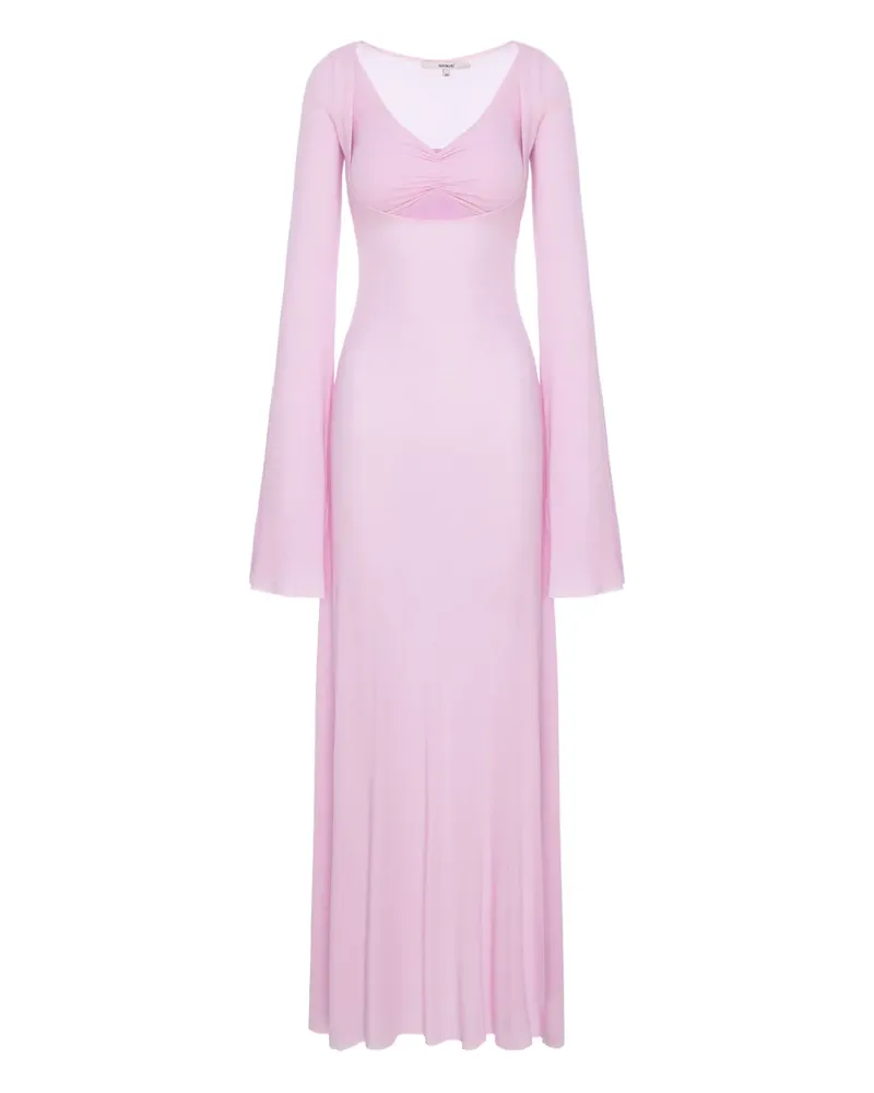 MANURÍ Maxikleid mit V-Ausschnitt - Rosa Rosa