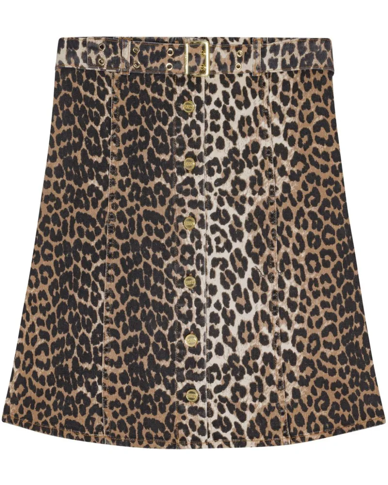 Ganni Trägerloses Bio-Baumwoll-Top mit Leo-Print - Braun Braun