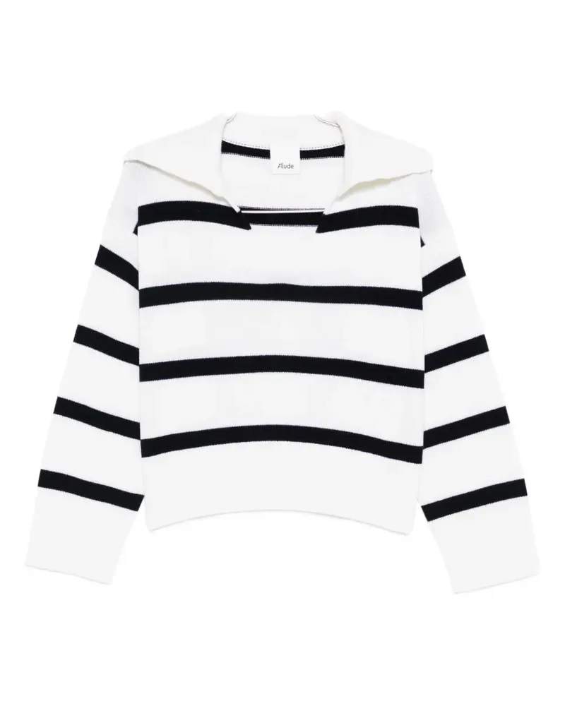 ALLUDE Gestreifter Pullover - Weiß Weiß
