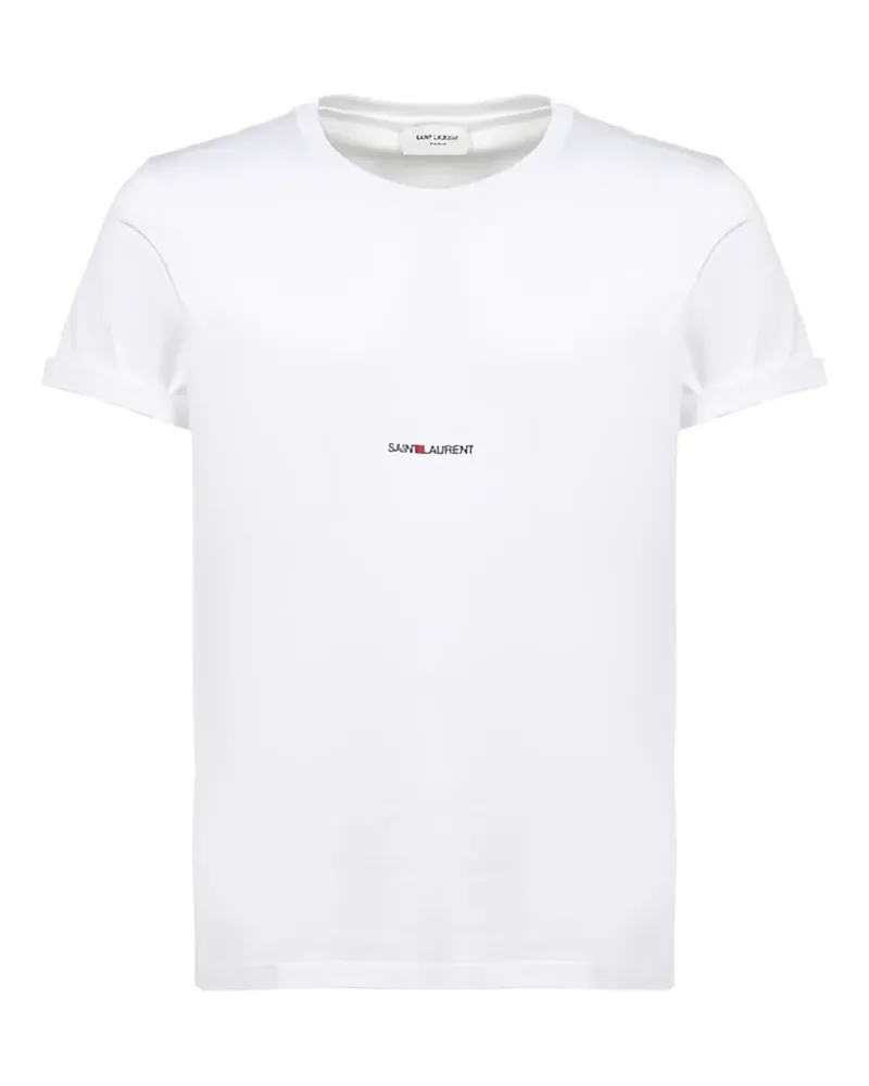 Saint Laurent T-Shirt mit gerollten Bündchen - Weiß Weiß