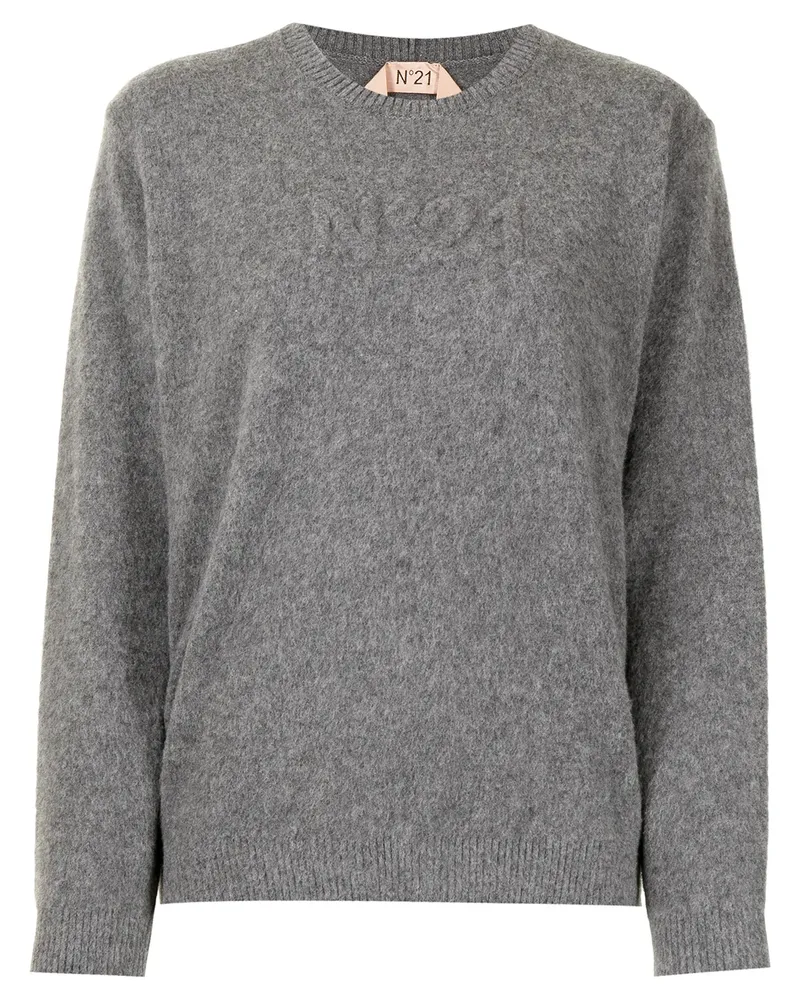 N° 21 Pullover mit Logo - Grau Grau