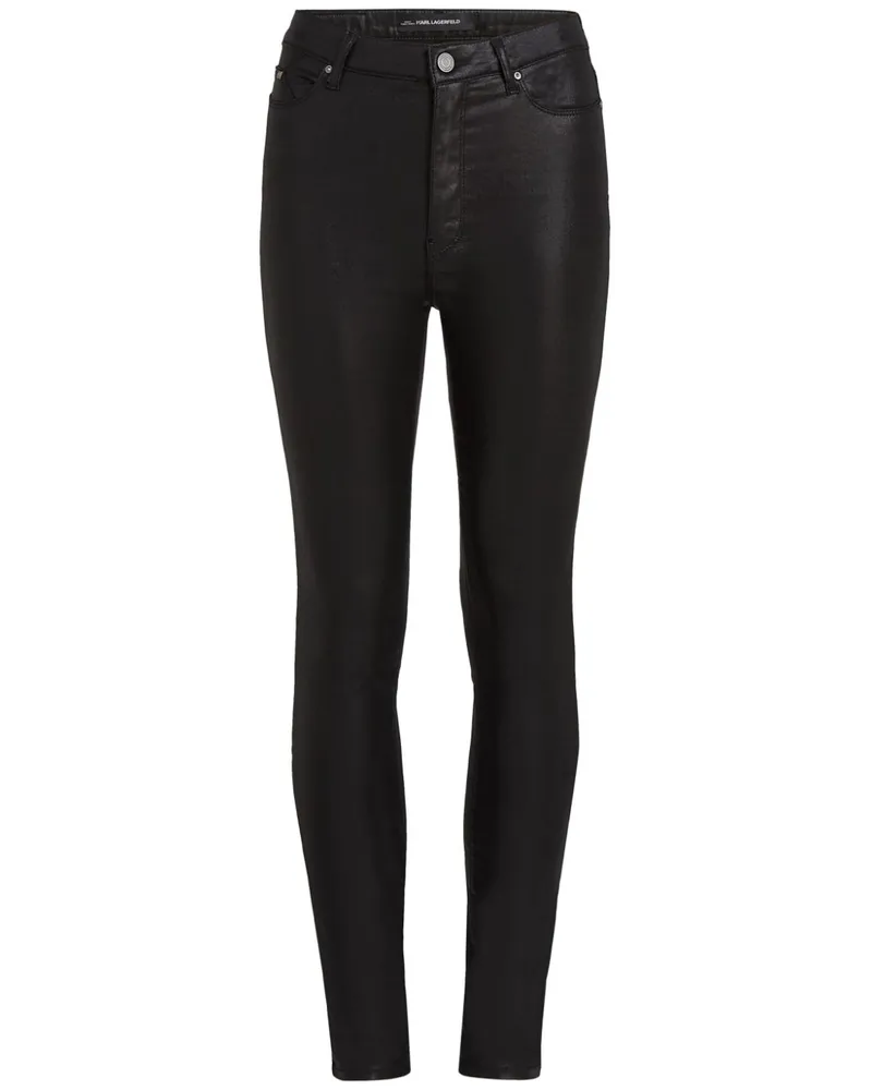 Karl Lagerfeld Skinny-Jeans im Metallic-Look - Schwarz Schwarz