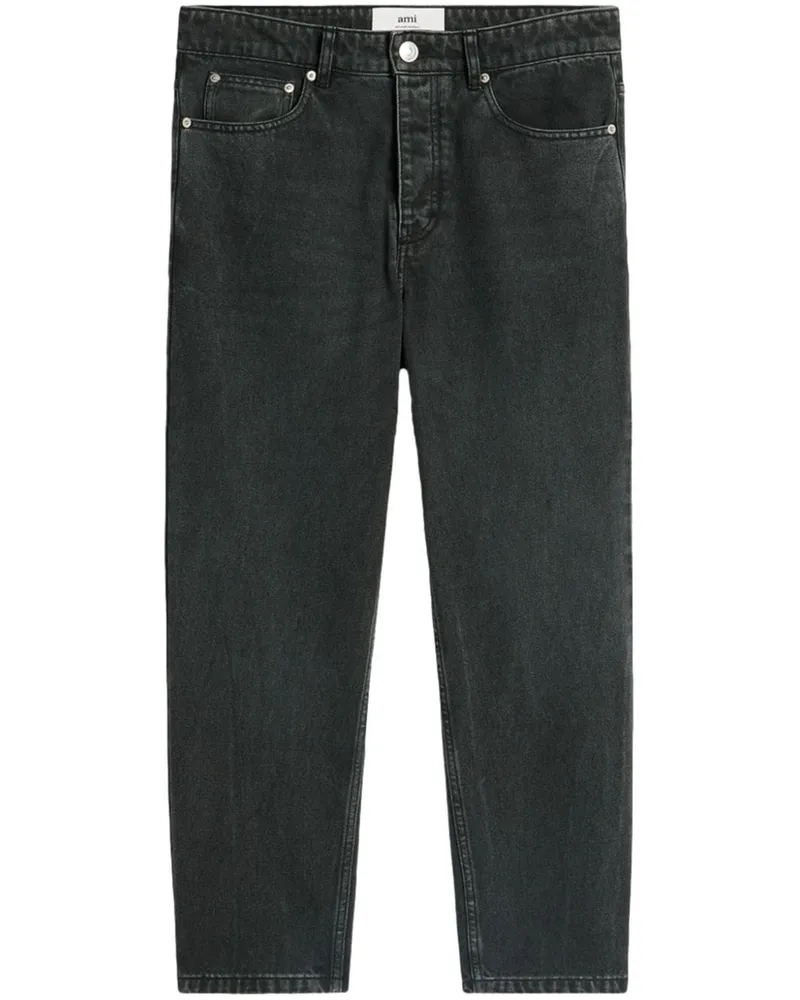 AMI Paris Tapered-Jeans mit Logo-Patch - Schwarz Schwarz