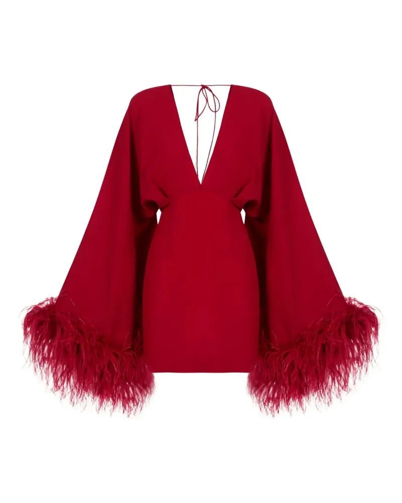 Taller Marmo Magnifique Minikleid mit Federbesatz - Rot Rot