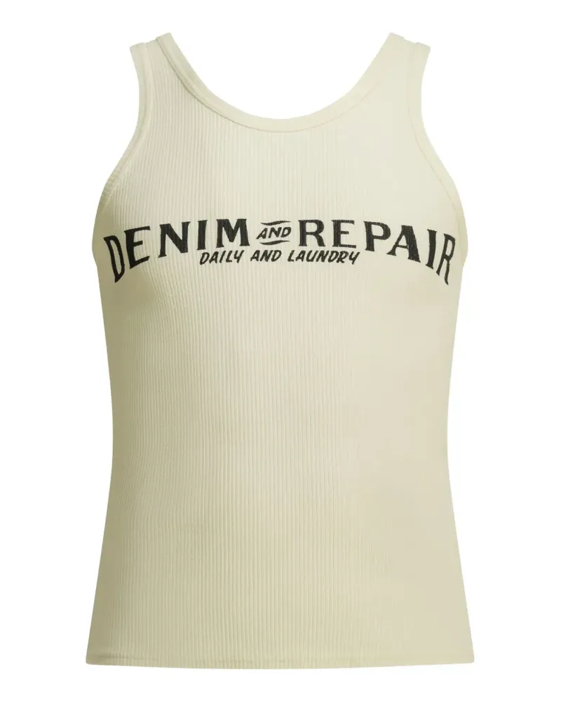 KAPITAL Gerippter Pullunder mit Slogan-Print - Nude Nude