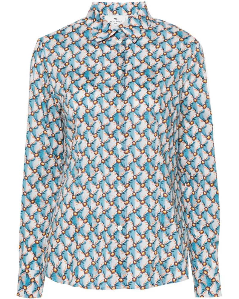 Etro Floralia Seidenhemd - Blau Blau