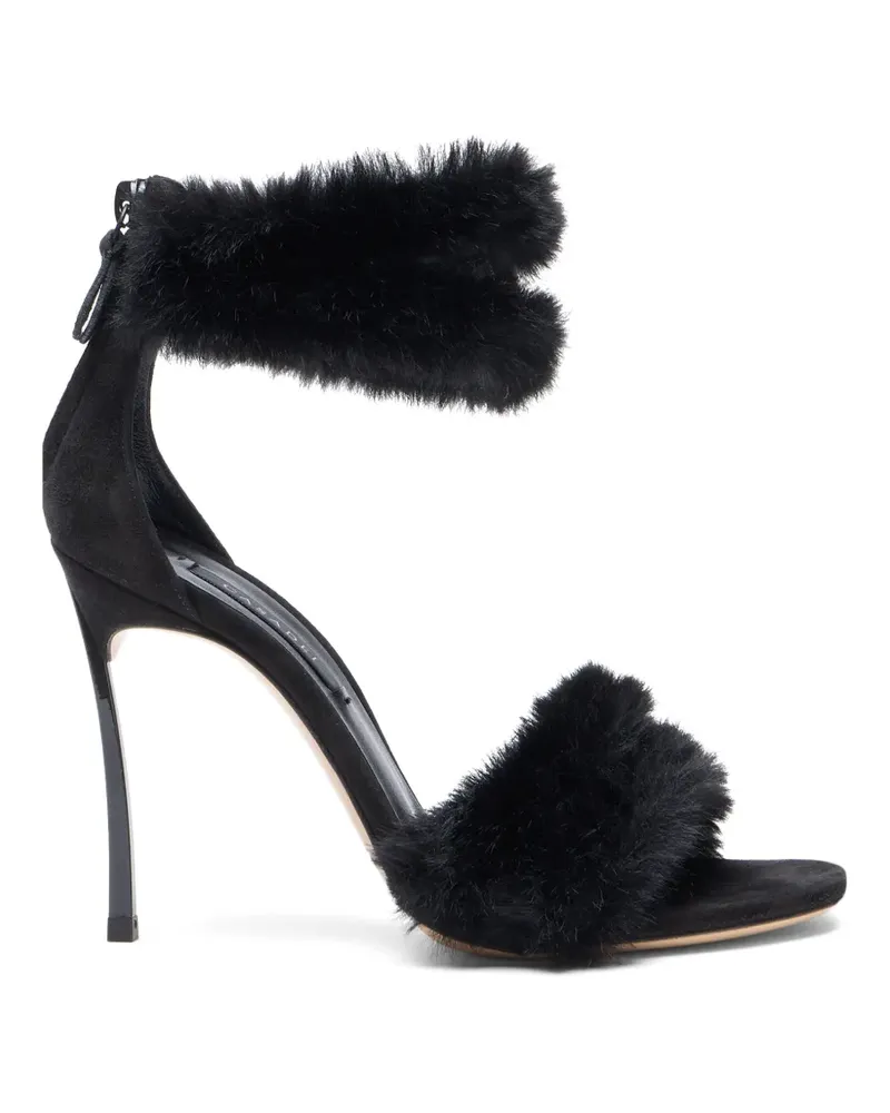 Casadei Blade Diva Minorca Sandalen aus Faux Fur - Schwarz Schwarz