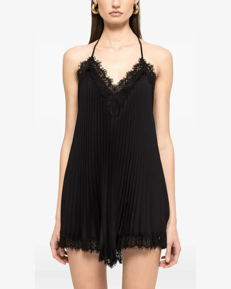 NISSA backless pleated mini dress - Schwarz Schwarz