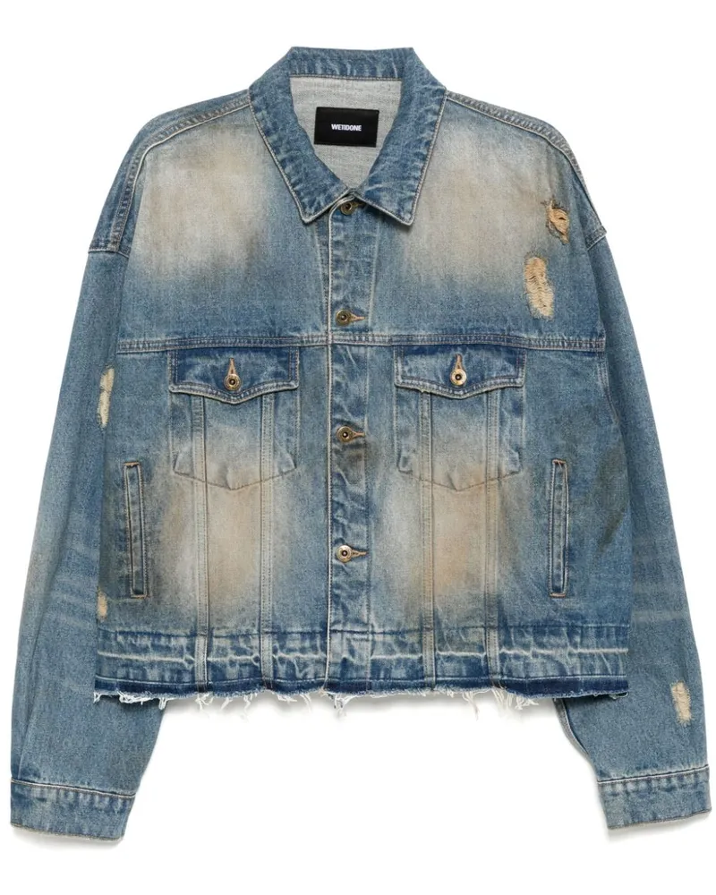 WE 11 DONE Jeansjacke im Distressed-Look - Blau Blau