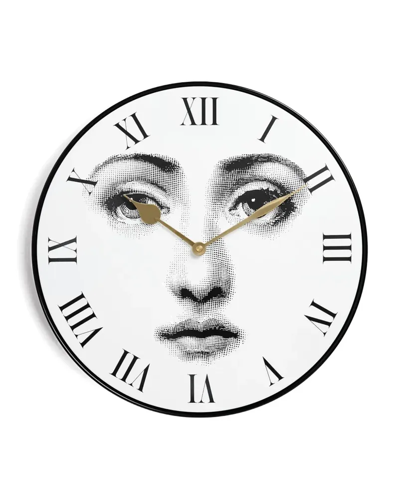Fornasetti Illustrierte Wanduhr - Weiß Weiß