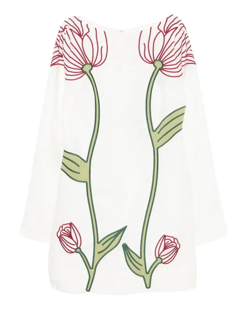 FARM Rio embroidered floral-patch mini dress - Weiß Weiß