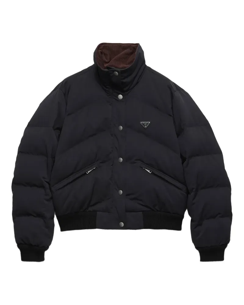 Prada Gefütterte Jacke mit Logo - Schwarz Schwarz