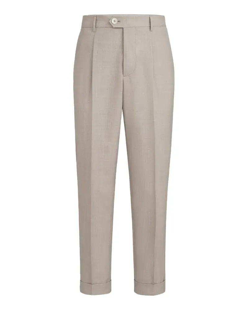 Brunello Cucinelli virgin wool fresco trousers with pleat - Nude Nude